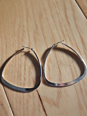Silver-Tone Modern Hoop Earrings - Women Jewelry